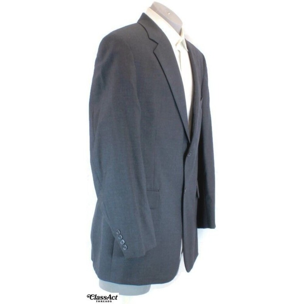 Stafford 2 Piece Suit Mens Gray Wool 2 Btn 46R Flat Fronts 35" Waist - Picture 4 of 13